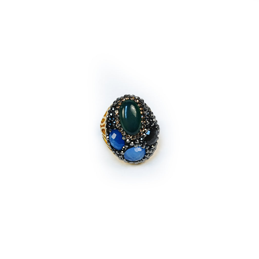 Aanura Gold Stainless Steel Multi-Stone Statement Ring