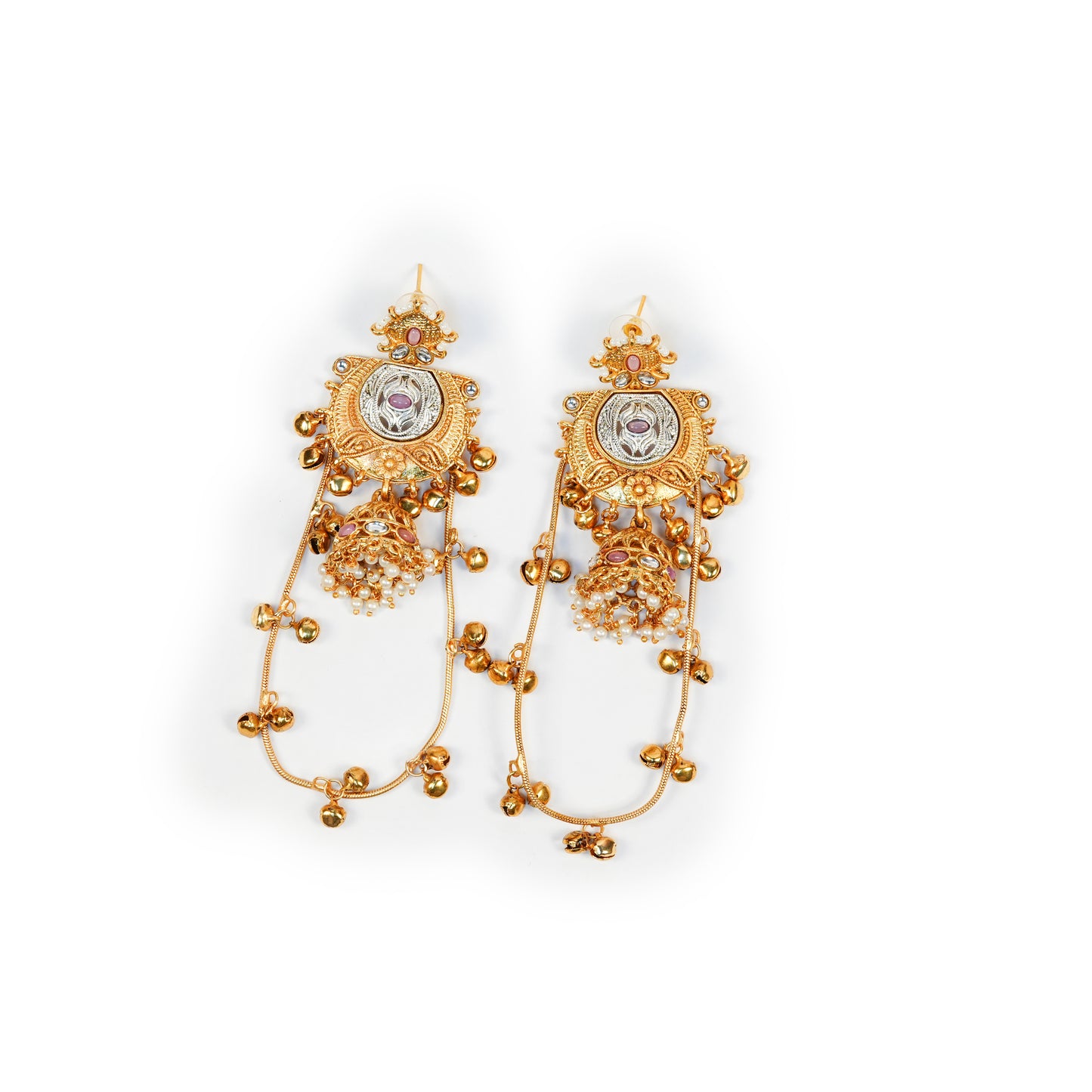 Aanura Gold Plated Temple Statement Earrings