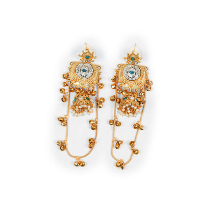 Aanura Gold Plated Temple Statement Earrings