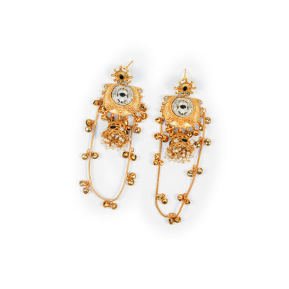 Aanura Gold Plated Temple Statement Earrings