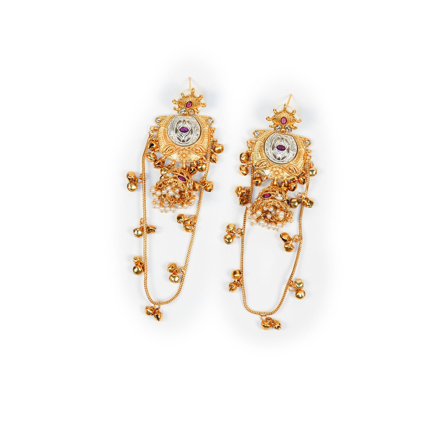 Aanura Gold Plated Temple Statement Earrings