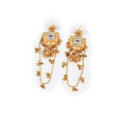 Aanura Gold Plated Temple Statement Earrings