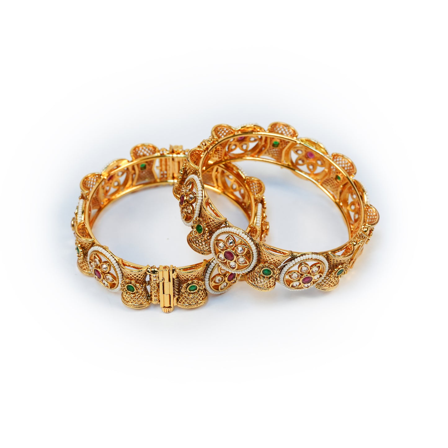 Aanura Gold Plated Heritage Stone Bangle Bracelet