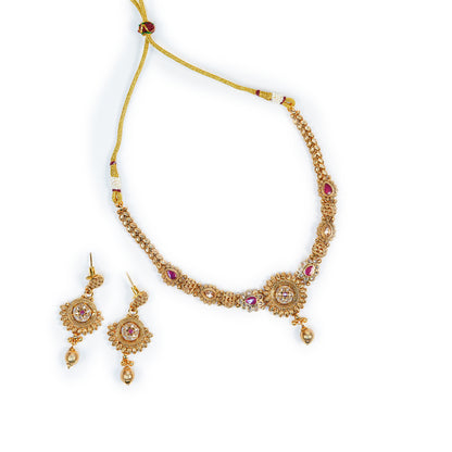 Aanura Gold Plated Sunburst Necklace Set