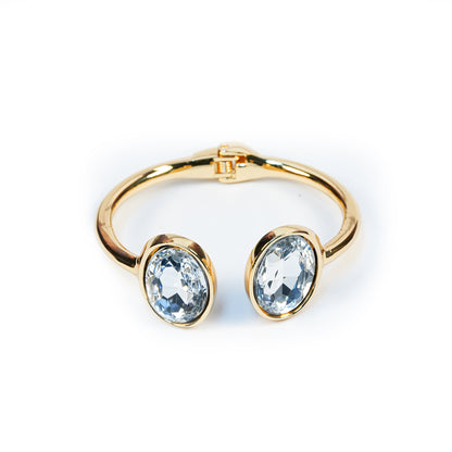 Aanura Gold Stainless Steel Dual-Stone Bangle Bracelet