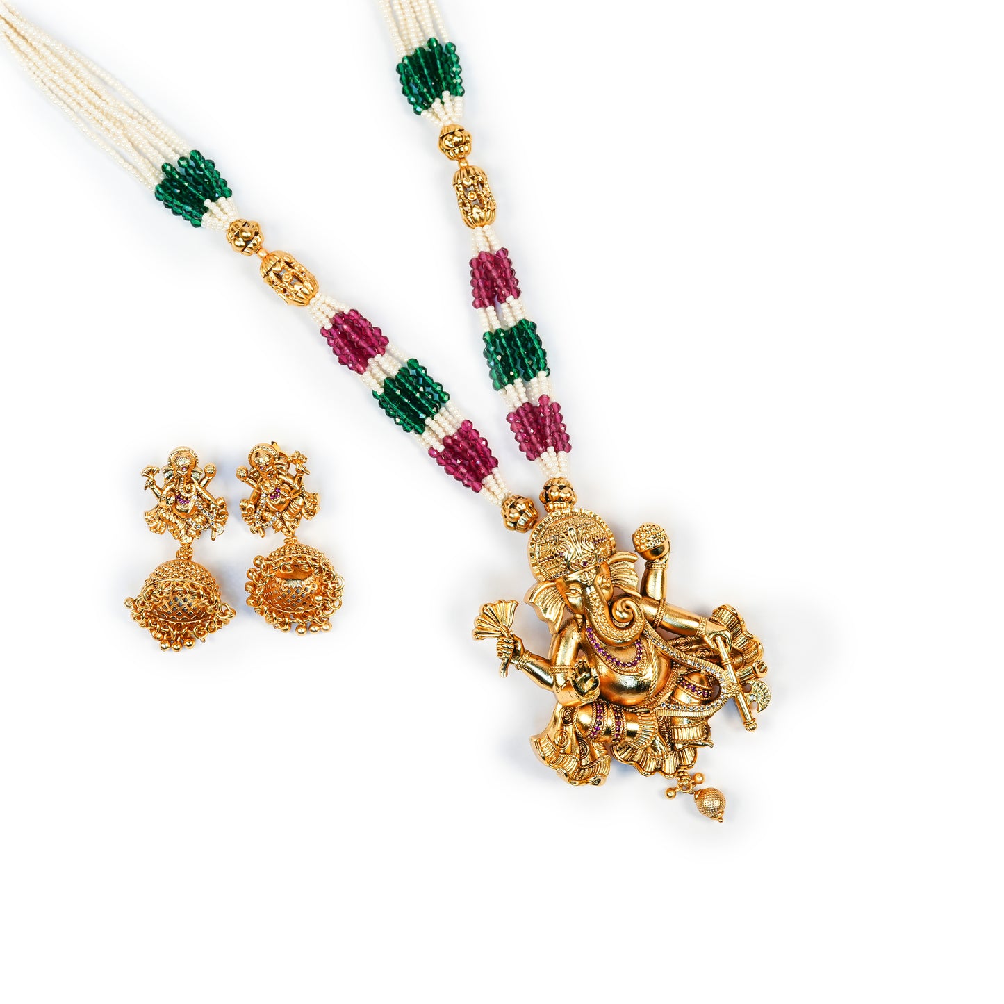 Aanura Gold Plated Sacred Motif Long Necklace Set
