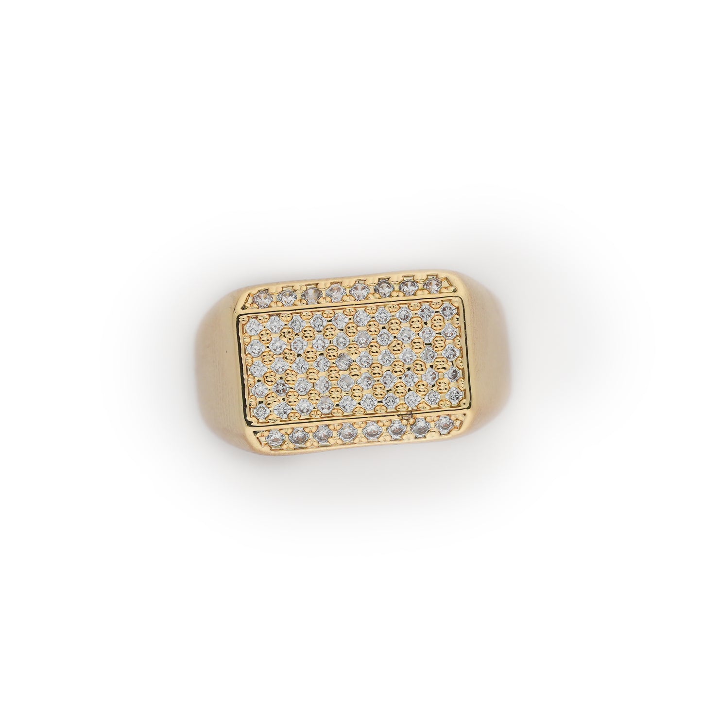 Aanura Gold-Plated Crystal Grid Ring For Men's