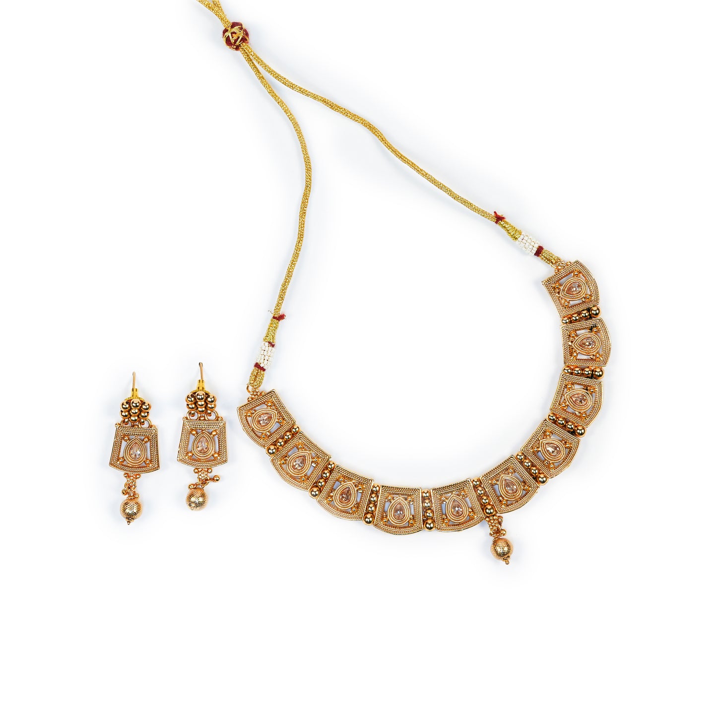 Aanura Gold Plated Heritage Panel Necklace Set