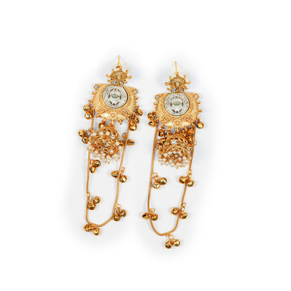Aanura Gold Plated Temple Statement Earrings