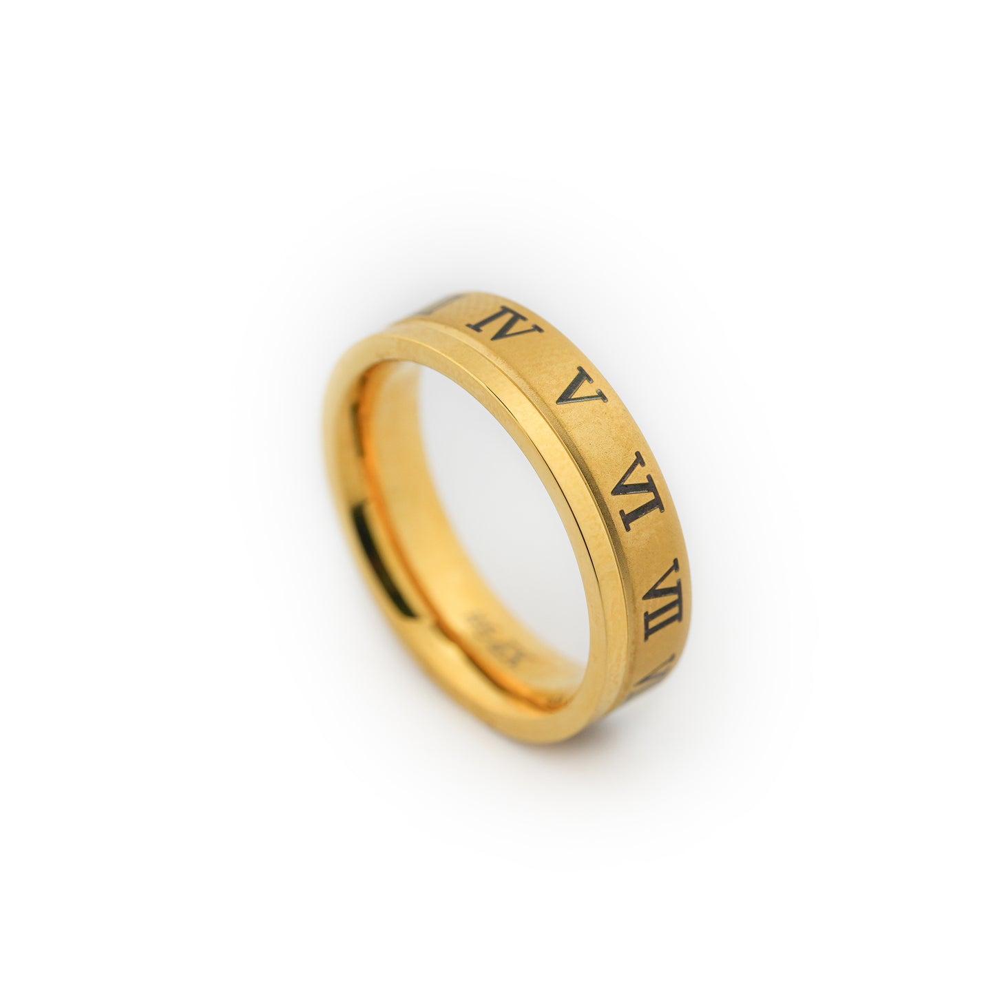 Aanura Gold-Plated Roman Numeral Ring For Men's