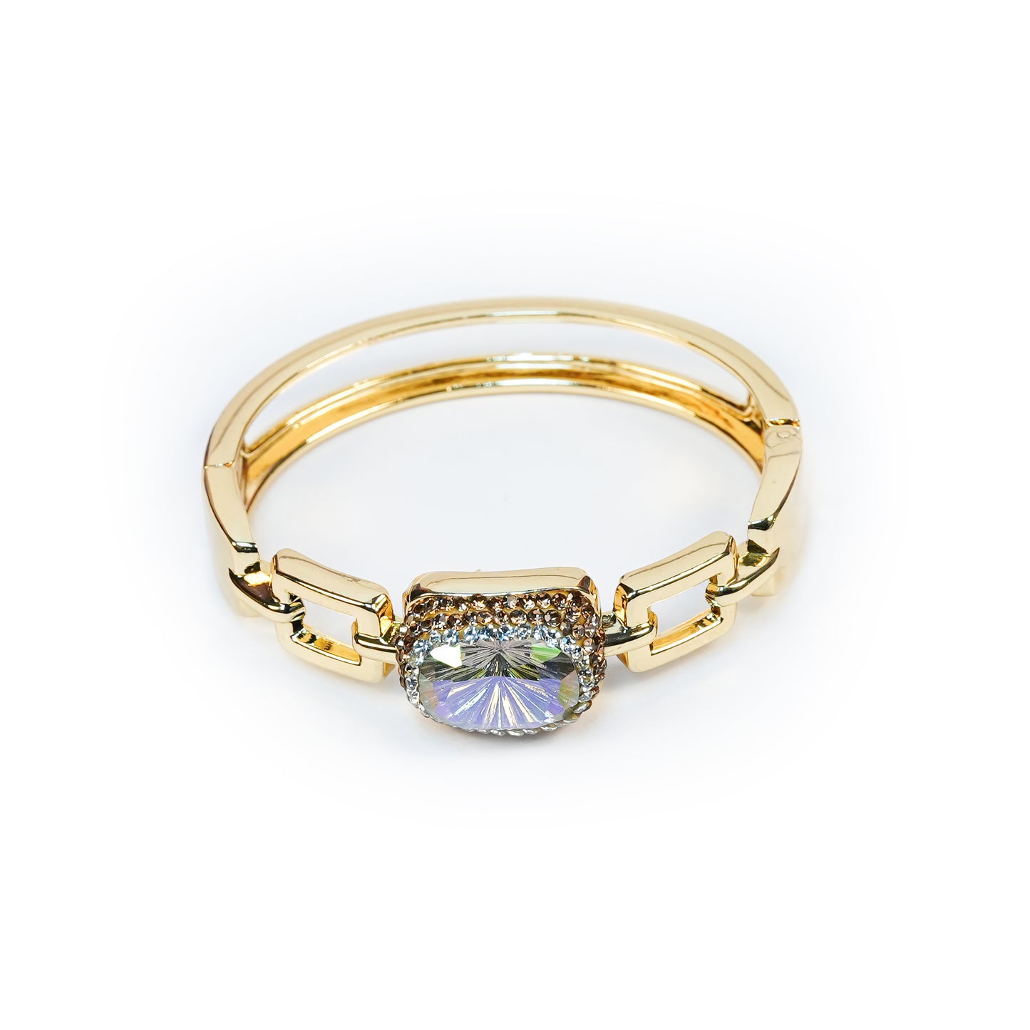 Aanura Gold Stainless Steel Crystal Bangle Bracelet