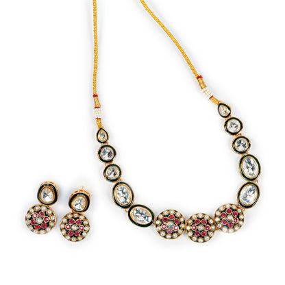 Aanura Gold Traditional Necklace & Earring Set