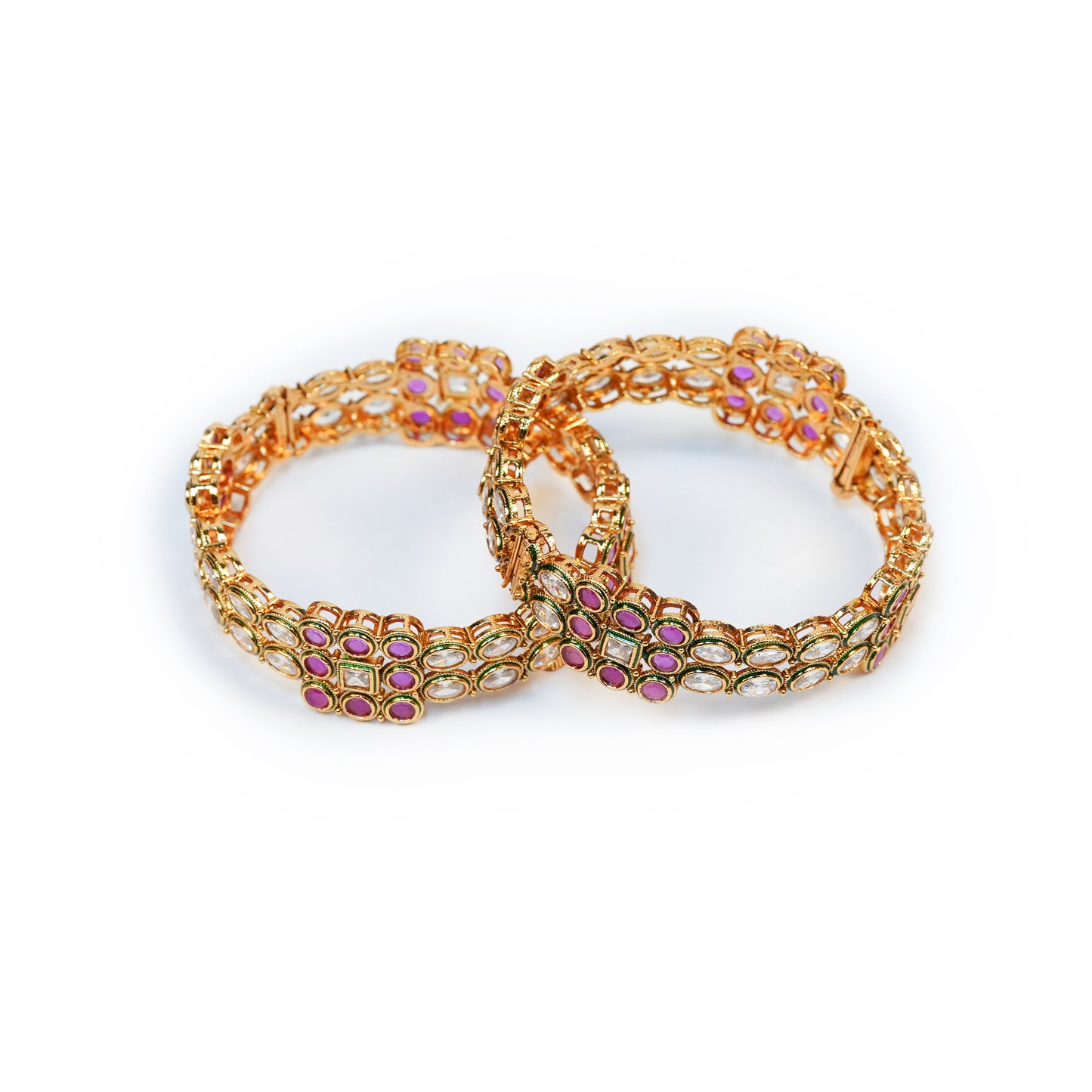 Aanura Gold Plated Regal Stone Bangle Bracelet
