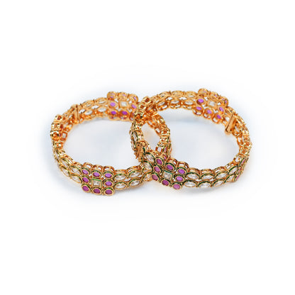 Aanura Gold Plated Regal Stone Bangle Bracelet