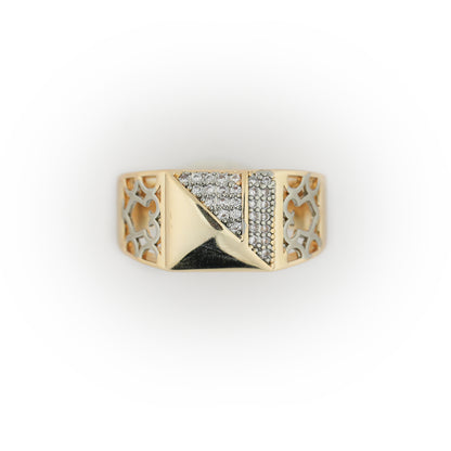 Aanura Gold-Plated Crystal Panel Ring For Men's