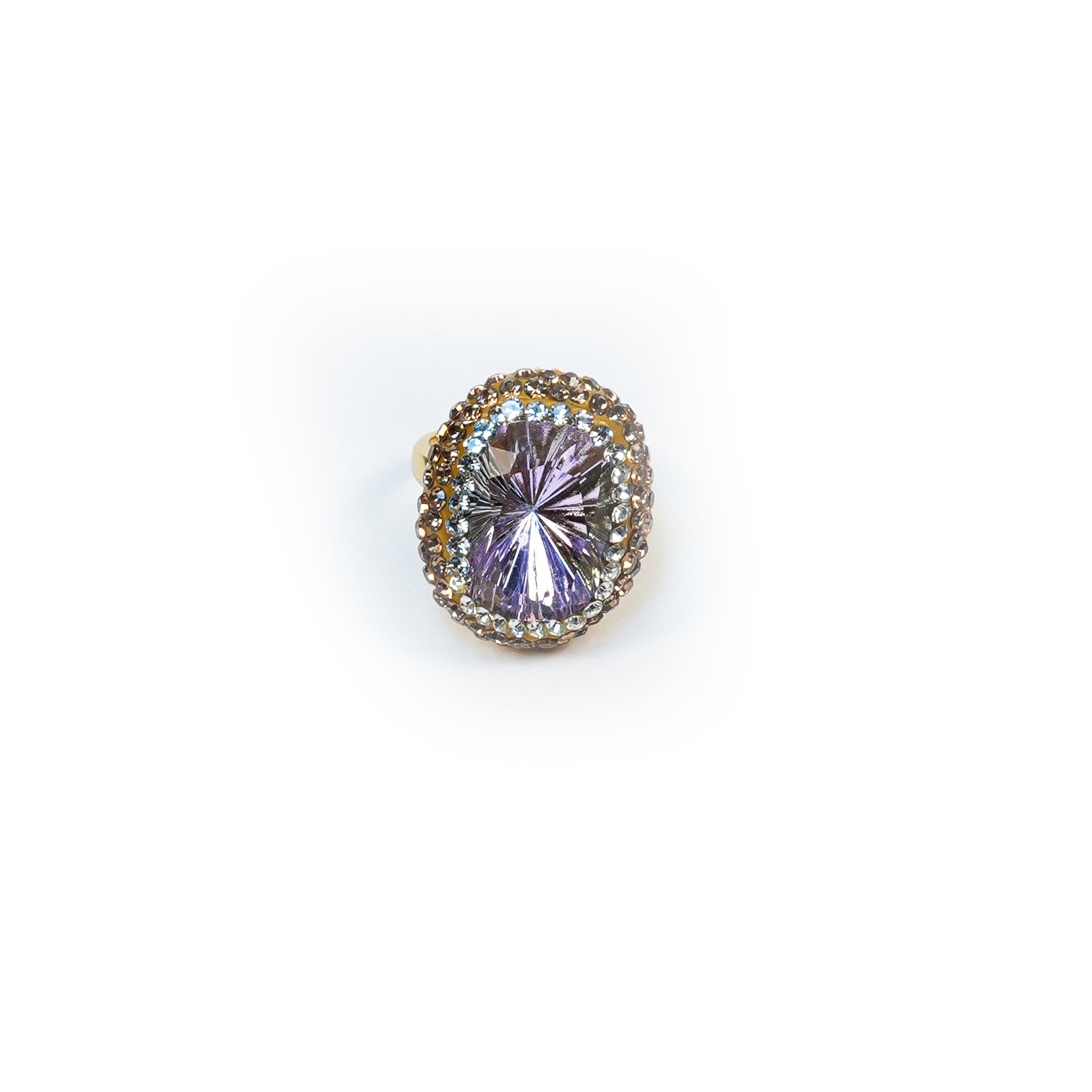 18K Gold Plated Crystal Statement Anti-Tarnish Waterproof Ring
