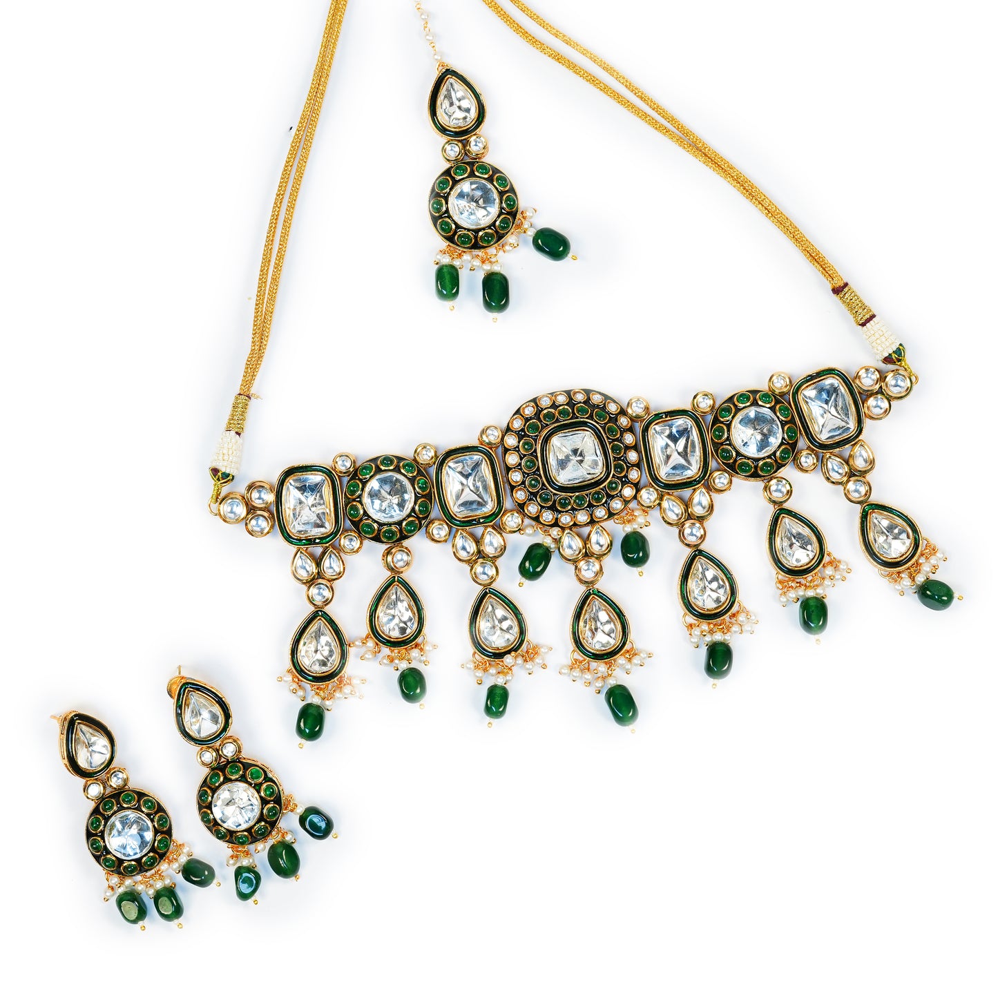 Aanura Gold Plated Traditional Necklace & Earring Set