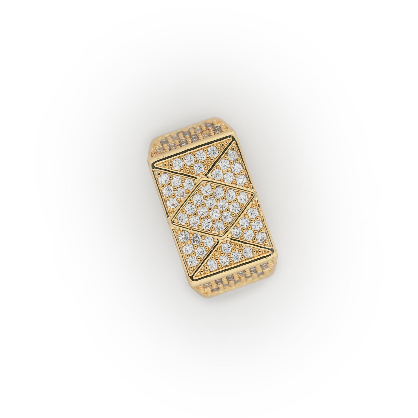Aanura Gold-Plated Geometric Crystal Ring For Men's