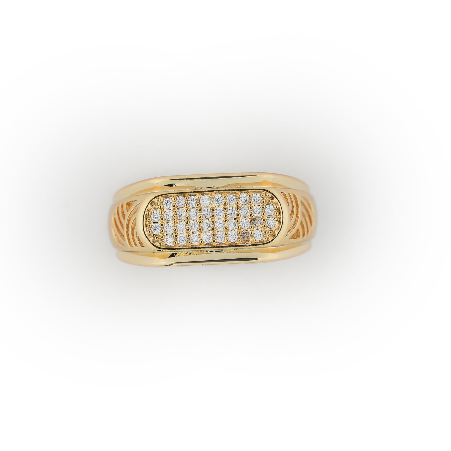 Aanura Gold-Plated Crystal Ring For Men's