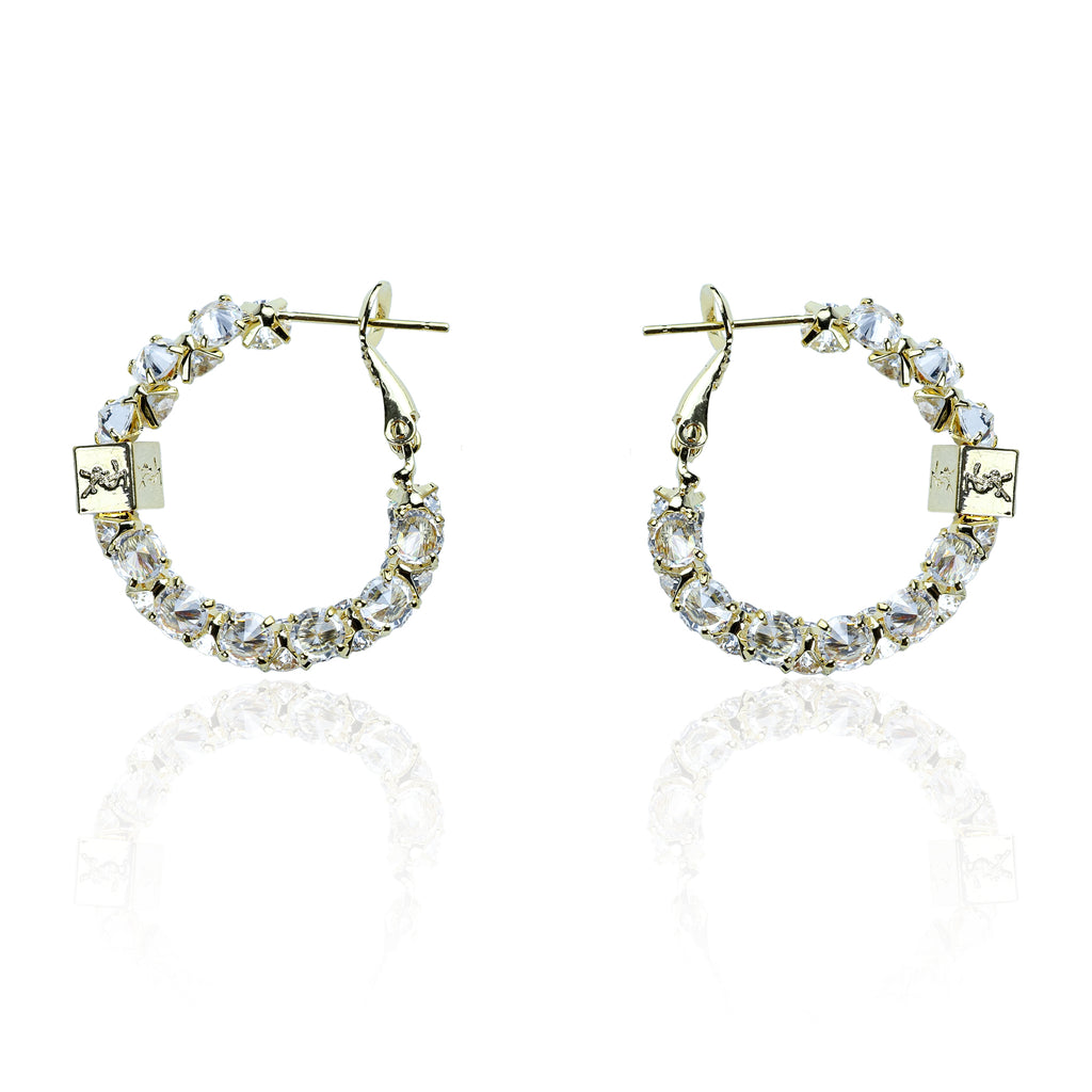 Aanura Crystal Hoop Earrings in Gold