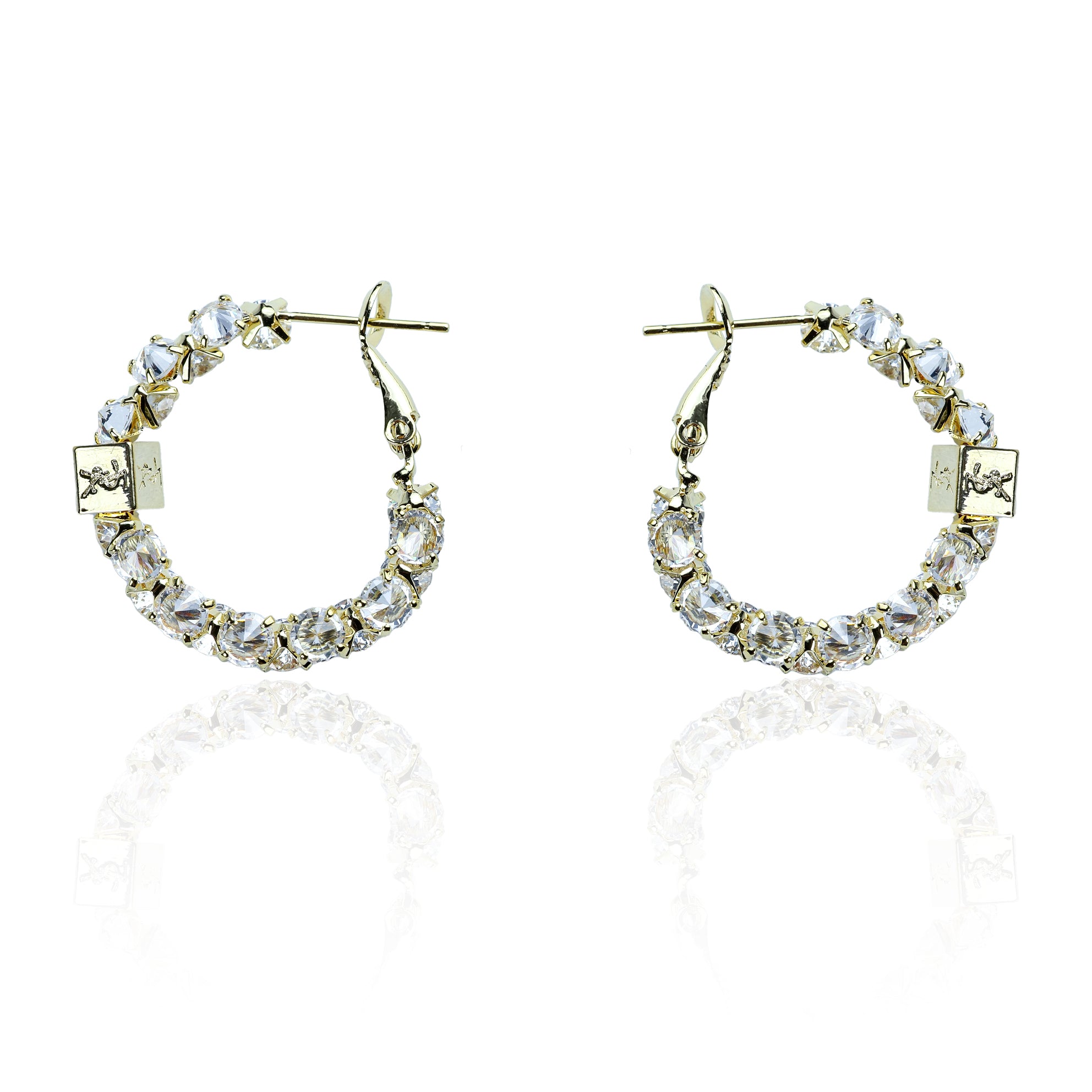 Aanura Crystal Hoop Earrings in Gold