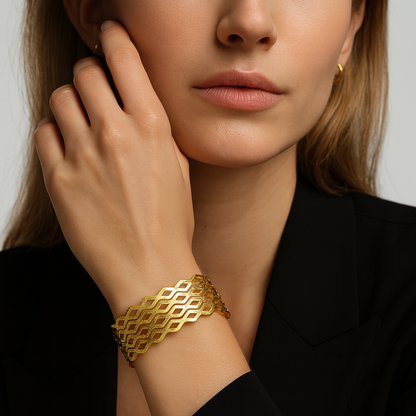 Aanura Diamond Lattice Gold Cuff Bracelet
