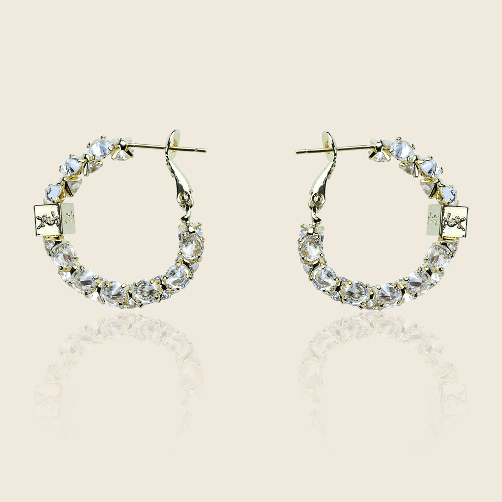 Aanura Crystal Hoop Earrings in Gold