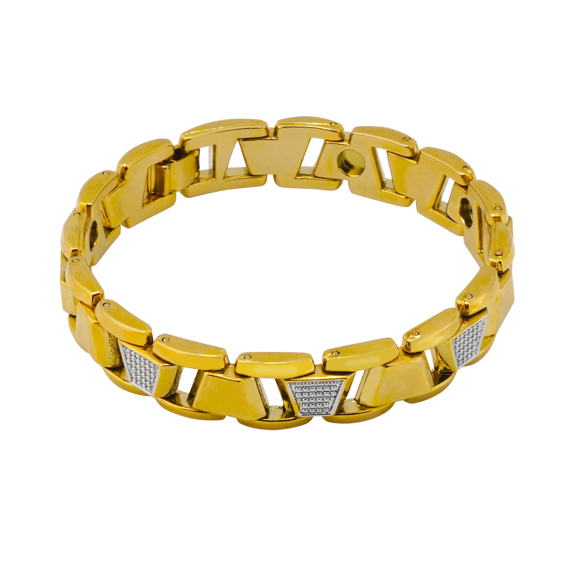 personalised mens bracelet gold stainless steel link bracelet