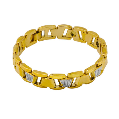 personalised mens bracelet gold stainless steel link bracelet