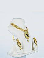 Aanura Temple Style Gold Necklace Set with Earrings