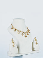 Aanura Teardrop Gold Necklace Set with Stone Earrings