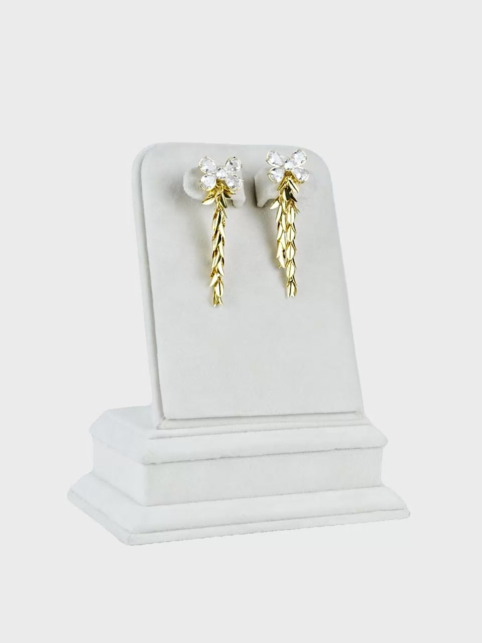 Aanura Crystal Blossom Leaf Drop Earrings