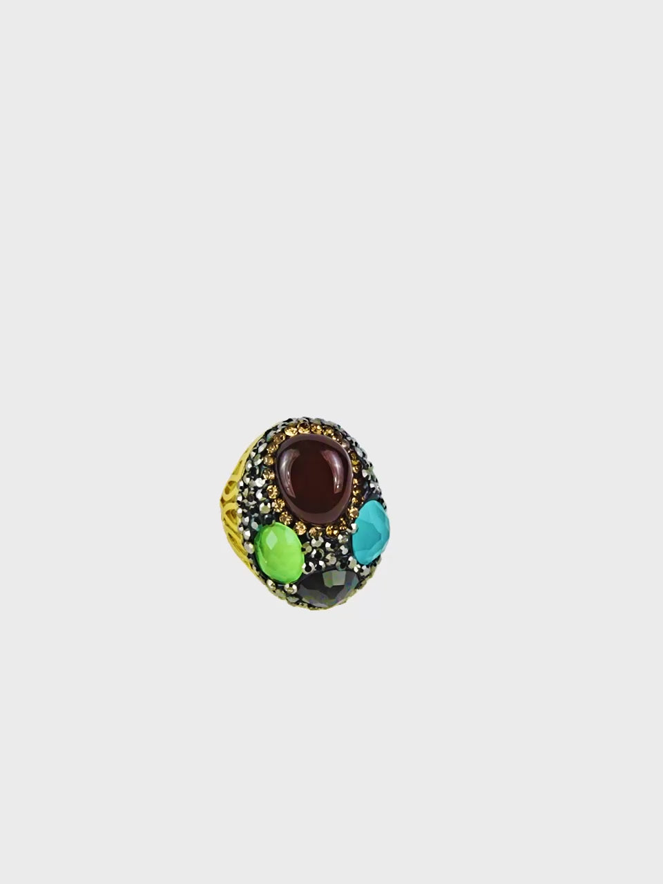 18K Gold Plated Multi-Stone Anti-Tarnish Waterproof Ring