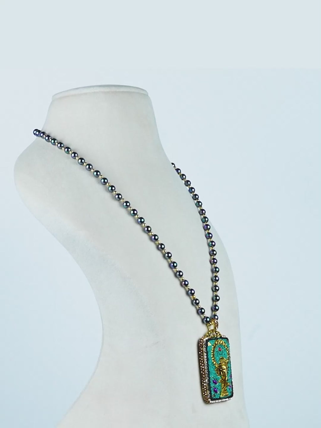 Aanura Gold Stainless Steel Beaded Pendant Necklace