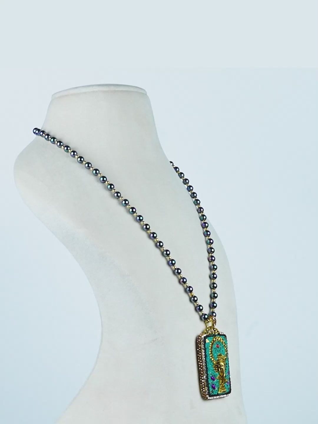 Aanura Gold Stainless Steel Beaded Pendant Necklace
