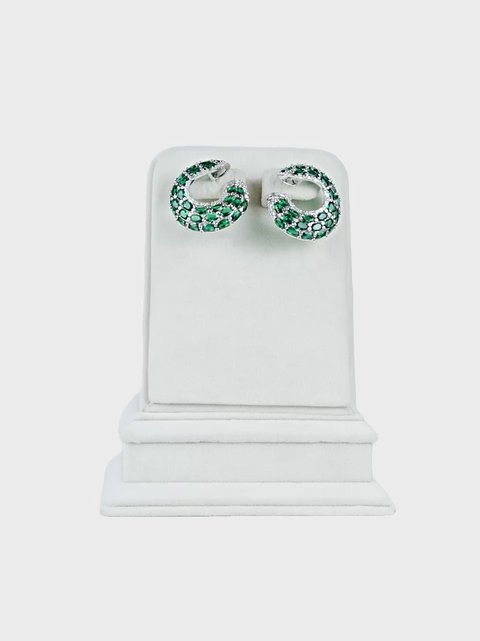 Aanura Emerald Green Encrusted Hoop Earrings
