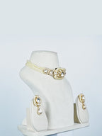 Aanura Statement Choker Necklace with Square Motif & Earrings