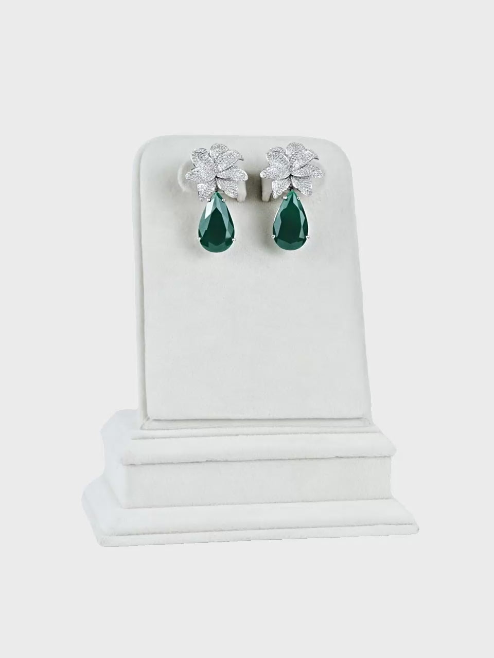Aanura Green Teardrop Floral Dangle Earrings