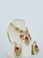 Aanura Green Beaded Kundan Necklace & Earrings Set