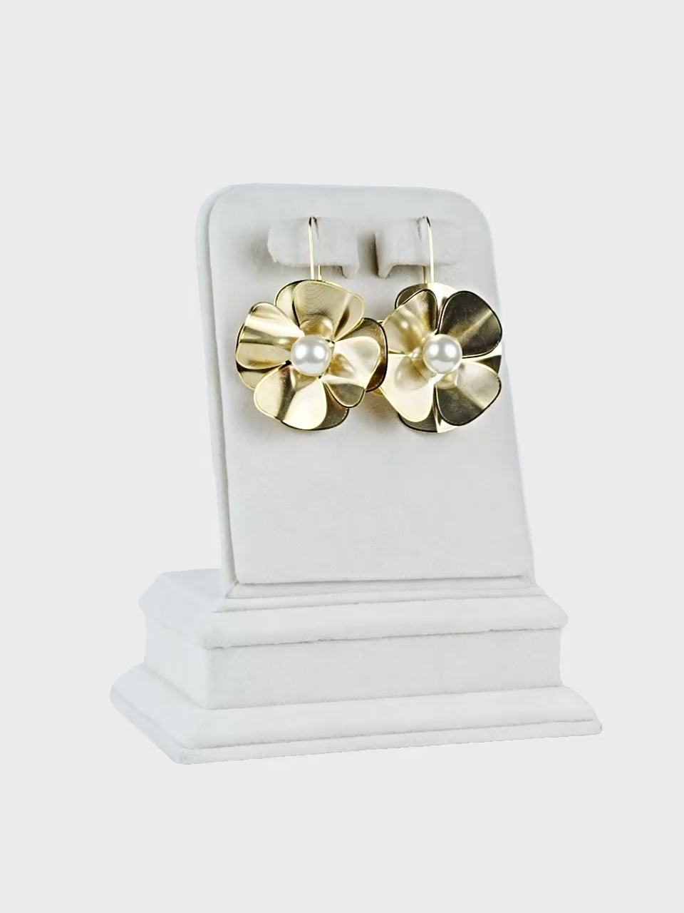Aanura Floral Pearl Gold Statement Earrings