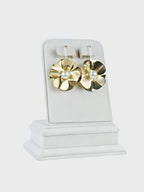 Aanura Floral Pearl Gold Statement Earrings