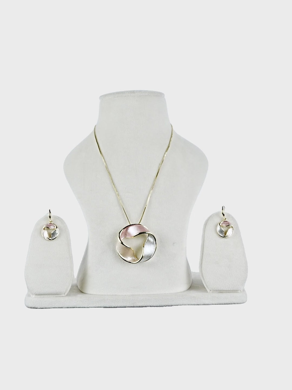 Aanura Tri-Color Swirl Round Necklace & Earrings