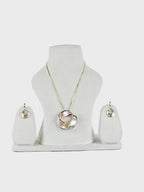 Aanura Tri-Color Swirl Round Necklace & Earrings