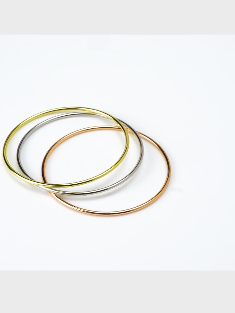 Aanura Trio Tone Minimal Slip-On Bracelet Set