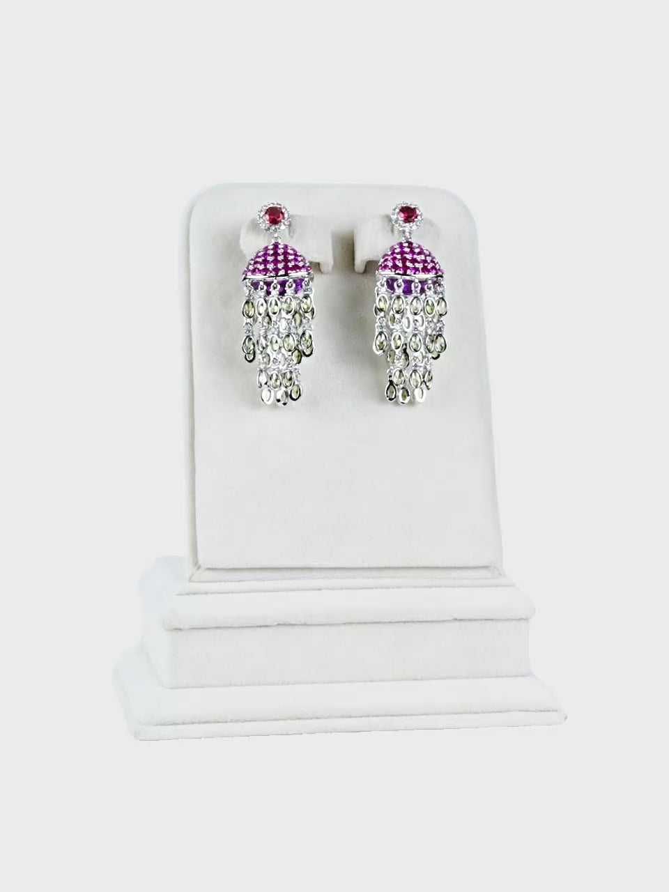 Aanura Red Dome Tassel Jhumka-Style Earrings