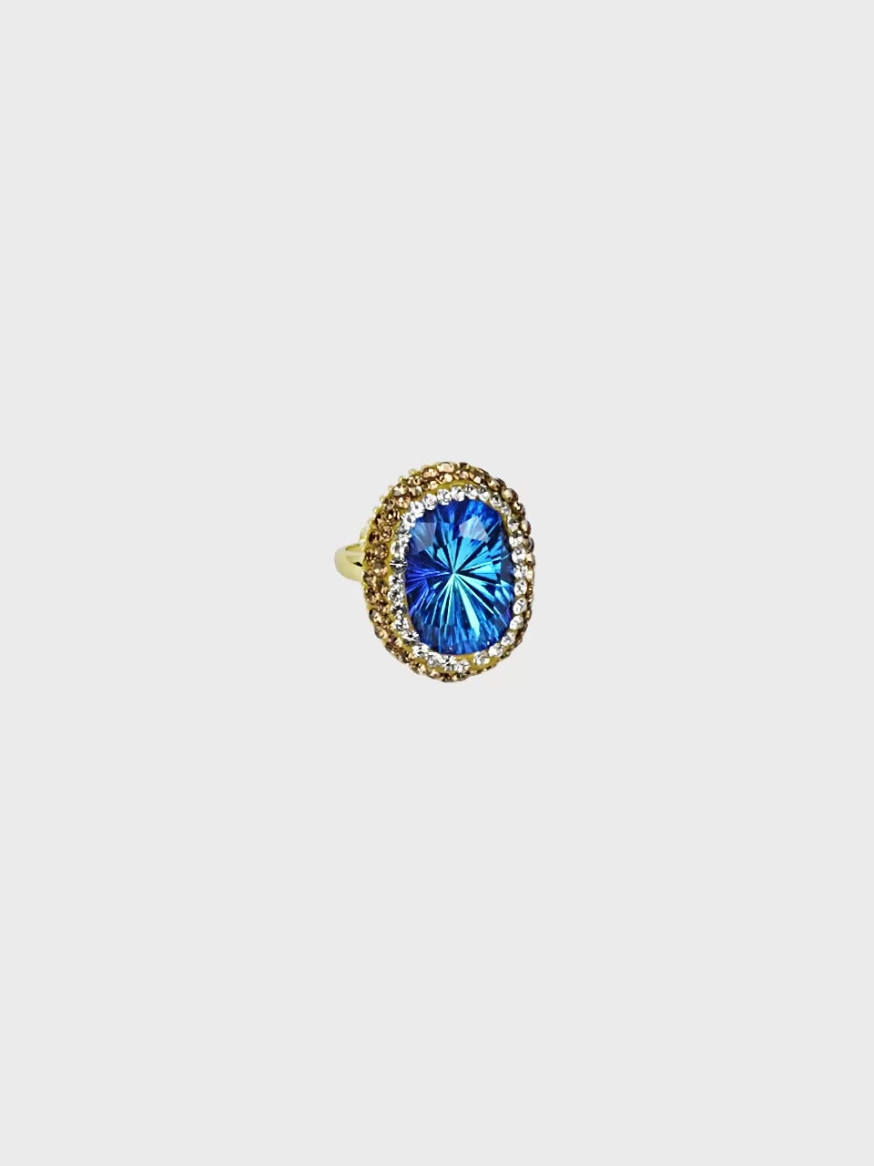 18K Gold Plated Crystal Statement Anti-Tarnish Waterproof Ring