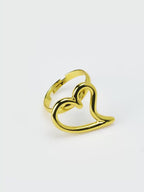 18K Gold Plated Open Heart Anti-Tarnish Waterproof Ring