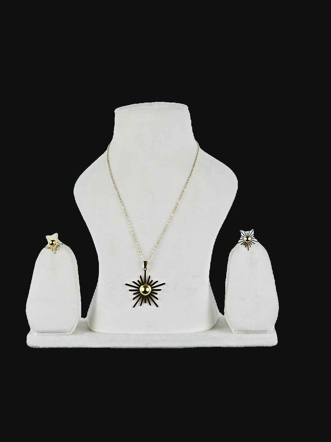 Aanura Golden Sunburst Necklace & Earrings Set