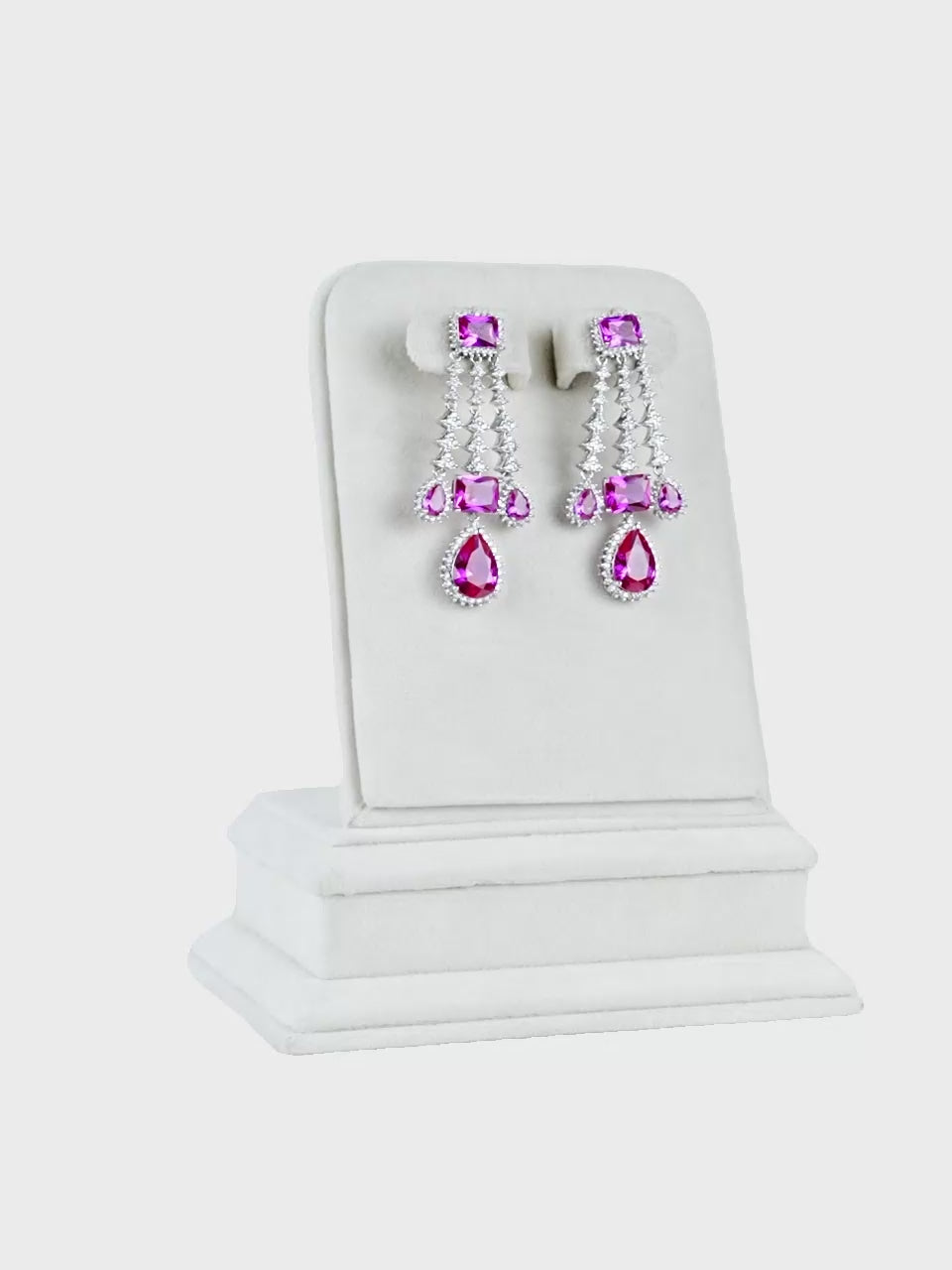 Aanura Pink Sapphire Cascade Drop Earrings