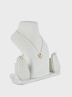 Golden Bow Pearl Necklace & Earrings Set